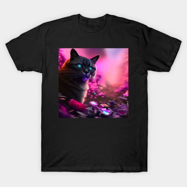 Black Cat With Blue Eyes | Grey and black cat with blue eyes | Digital art Sticker T-Shirt by withdiamonds